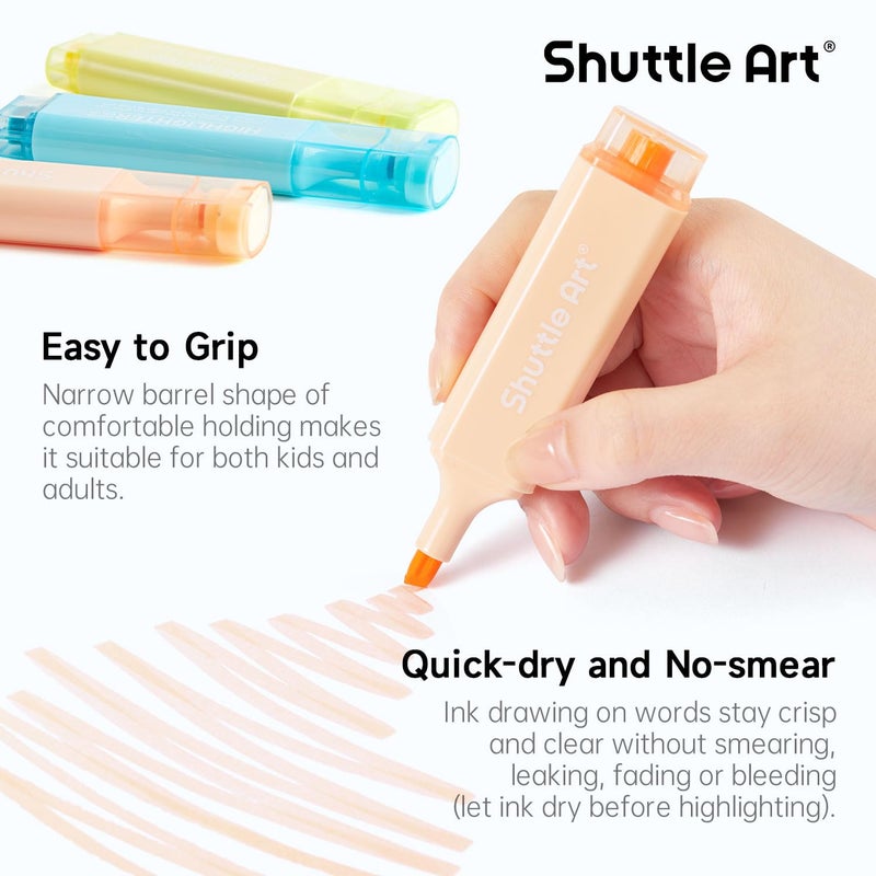 Shuttle Art Pastel Highlighters, 8 Assorted Macaron Colors Highlighter Pens, Chisel Tip Dry-Quickly Non-Toxic Highlighter Markers for Adults Kids Highlighting in the Home School Office - Image 5