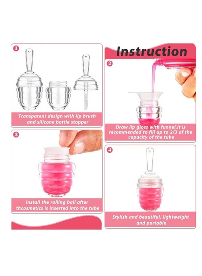 YJ 5 Pcs Honey Jar Shape Lip Gloss Tube - Empty Lip Gloss Container - Lipstick Bottle Refillable - Cute Lipstick Tube With Stick Ladies DIY Cosmetics Clear - Image 3