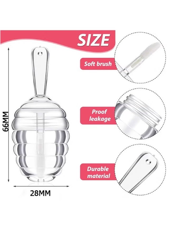 YJ 5 Pcs Honey Jar Shape Lip Gloss Tube - Empty Lip Gloss Container - Lipstick Bottle Refillable - Cute Lipstick Tube With Stick Ladies DIY Cosmetics Clear - Image 2