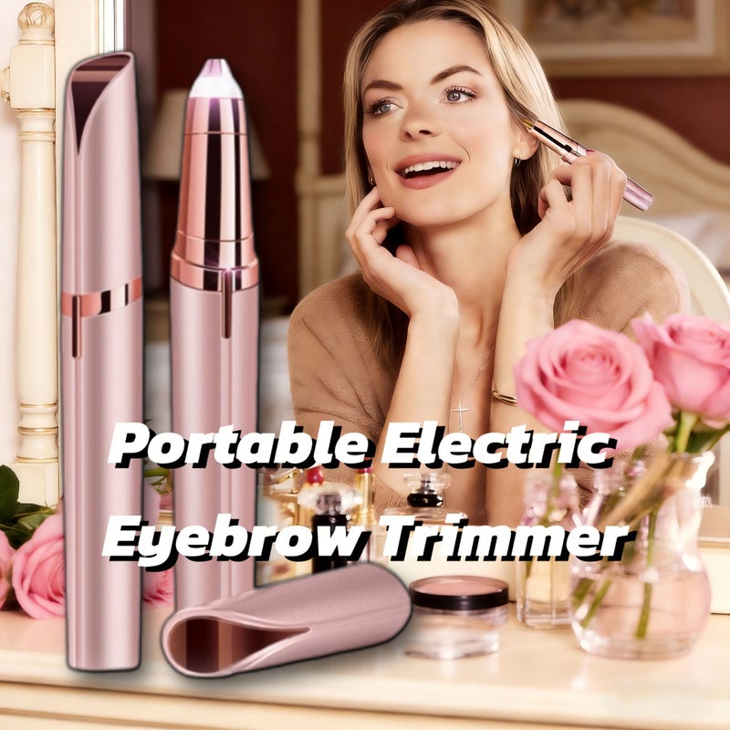 Champagne Golden Rechargeable Eyebrow Bikini Trimmer Stainless Steel Blades USB - Image 2