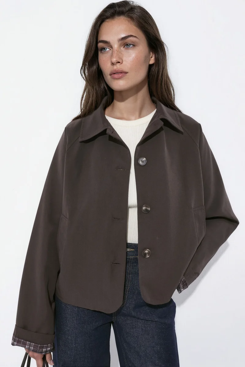 Hiccup Buttoned Jacket with Plaid Lining