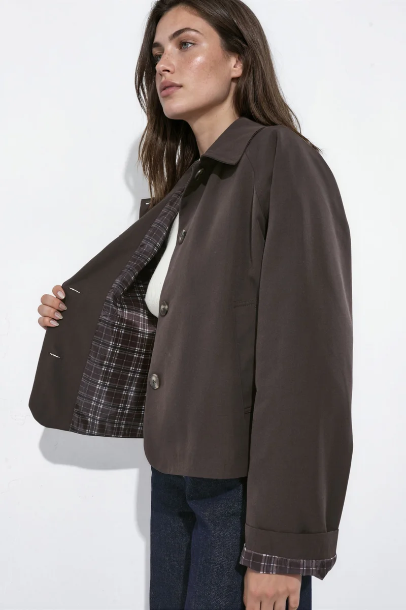 Hiccup Buttoned Jacket with Plaid Lining