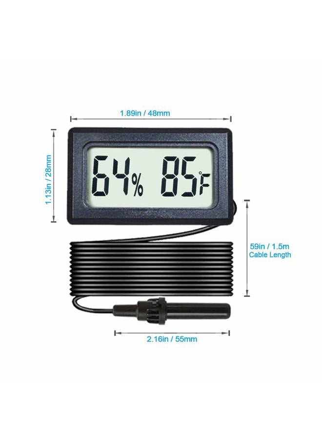 Veanic 2-Pack Mini Digital Hygrometer Thermometer Gauge with Probe Large Number LCD Display Temperature Fahrenheit Humidity Meter for Incubator Reptile Plant Terrarium Humidor Guitar Case Greenhouse - Image 2