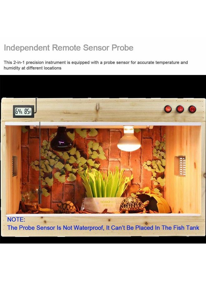 Veanic 2-Pack Mini Digital Hygrometer Thermometer Gauge with Probe Large Number LCD Display Temperature Fahrenheit Humidity Meter for Incubator Reptile Plant Terrarium Humidor Guitar Case Greenhouse - Image 4