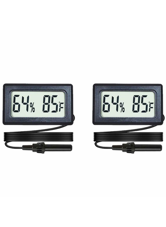 Veanic 2-Pack Mini Digital Hygrometer Thermometer Gauge with Probe Large Number LCD Display Temperature Fahrenheit Humidity Meter for Incubator Reptile Plant Terrarium Humidor Guitar Case Greenhouse - Image 1