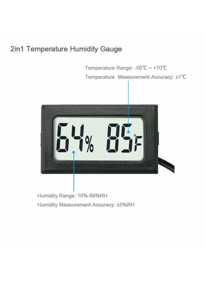 Veanic 2-Pack Mini Digital Hygrometer Thermometer Gauge with Probe Large Number LCD Display Temperature Fahrenheit Humidity Meter for Incubator Reptile Plant Terrarium Humidor Guitar Case Greenhouse - Image 3