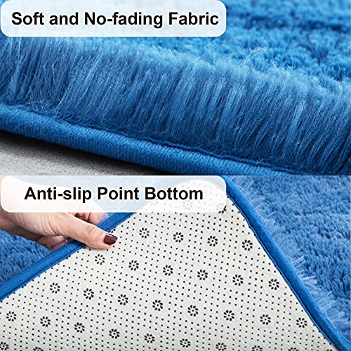 TWINNIS Super Soft Shaggy Rugs Fluffy Carpets, 4x5.9 Feet, Indoor Modern Plush Area Rugs for Living Room Bedroom Kids Room Nursery Home Decor, Upgrade Anti-Skid Rectangular Fuzzy Rug, Indigo - Image 2