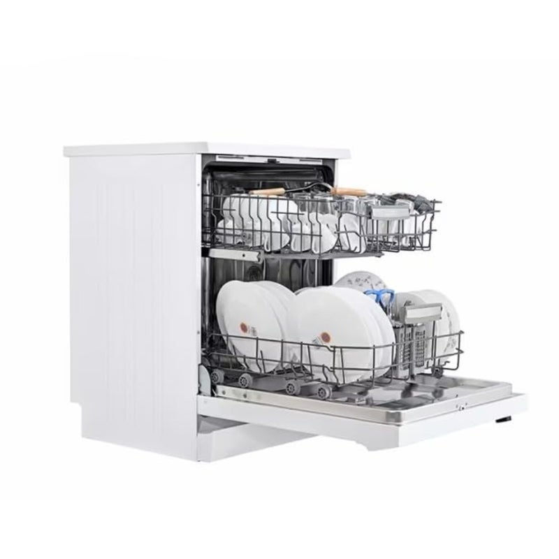 Dishwasher for home use, stainless steel interior, white exterior, 5 wash programs with semi-load and drying functions, 12 place settings, 2-rack design - Image 4