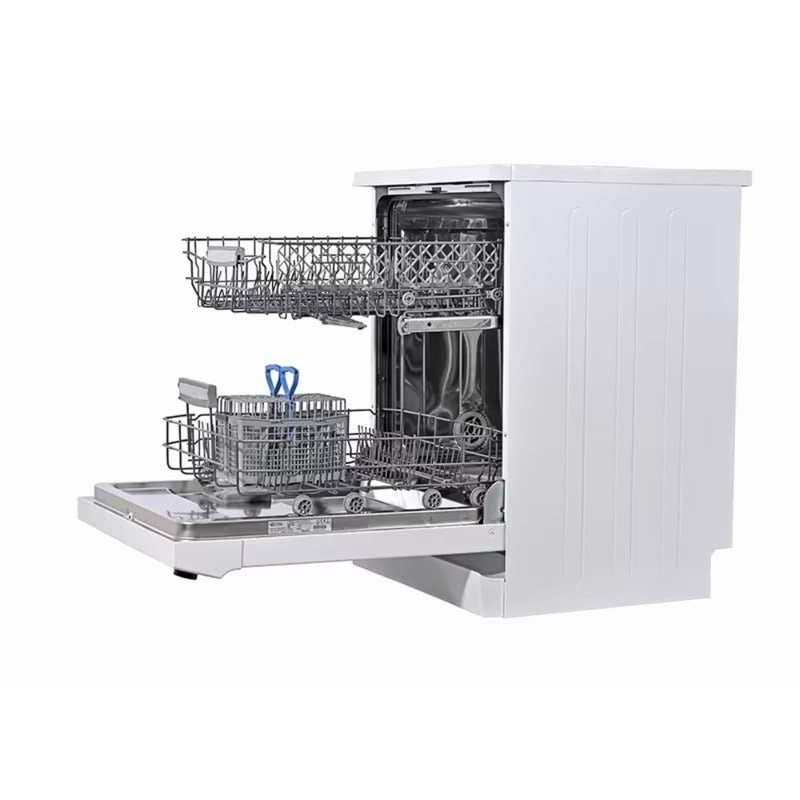 Dishwasher for home use, stainless steel interior, white exterior, 5 wash programs with semi-load and drying functions, 12 place settings, 2-rack design - Image 3
