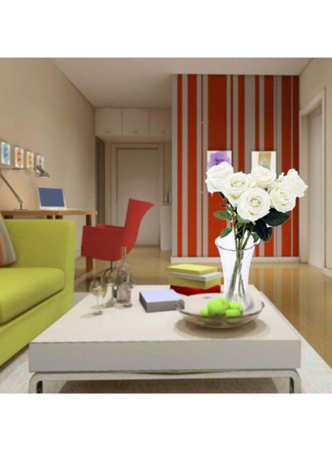 ANSELF 6-Piece Artificial Decorative Rose Flower White/Green - Image 3