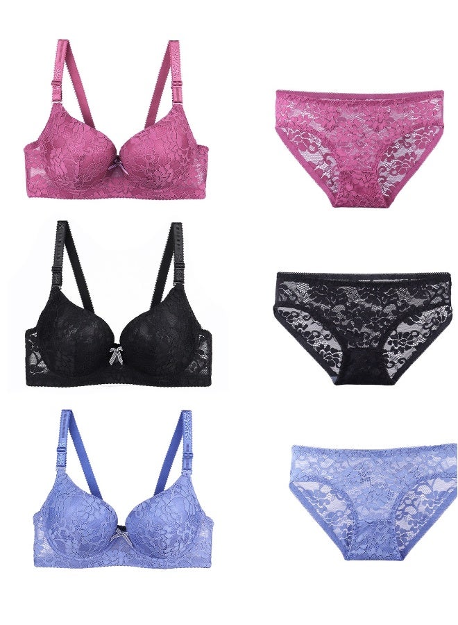 Lace Thin Women's Bra and Panties 6-piece Set  - Image 1