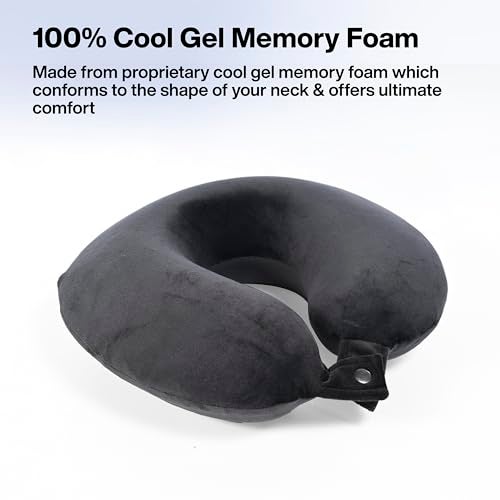 FOVERA Memory Foam Neck Rest Pillow for Neck Support, Travel Pillow for Resting in Flight, Car, Train and Bus (Velvet Dark Grey, Pack of 1) - Image 4