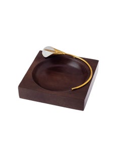 Dania Beech wood square serving dish with rose gold metal decor for multiple uses  - Image 2