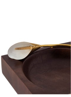 Dania Beech wood square serving dish with rose gold metal decor for multiple uses  - Image 4