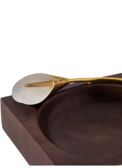 Dania Beech wood square serving dish with rose gold metal decor for multiple uses  - Image 3
