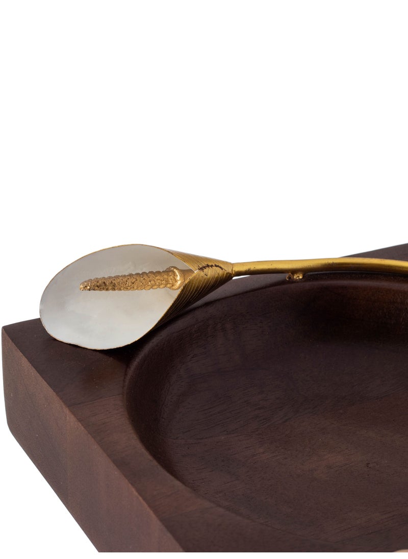 Dania Beech wood square serving dish with rose gold metal decor for multiple uses  - Image 3