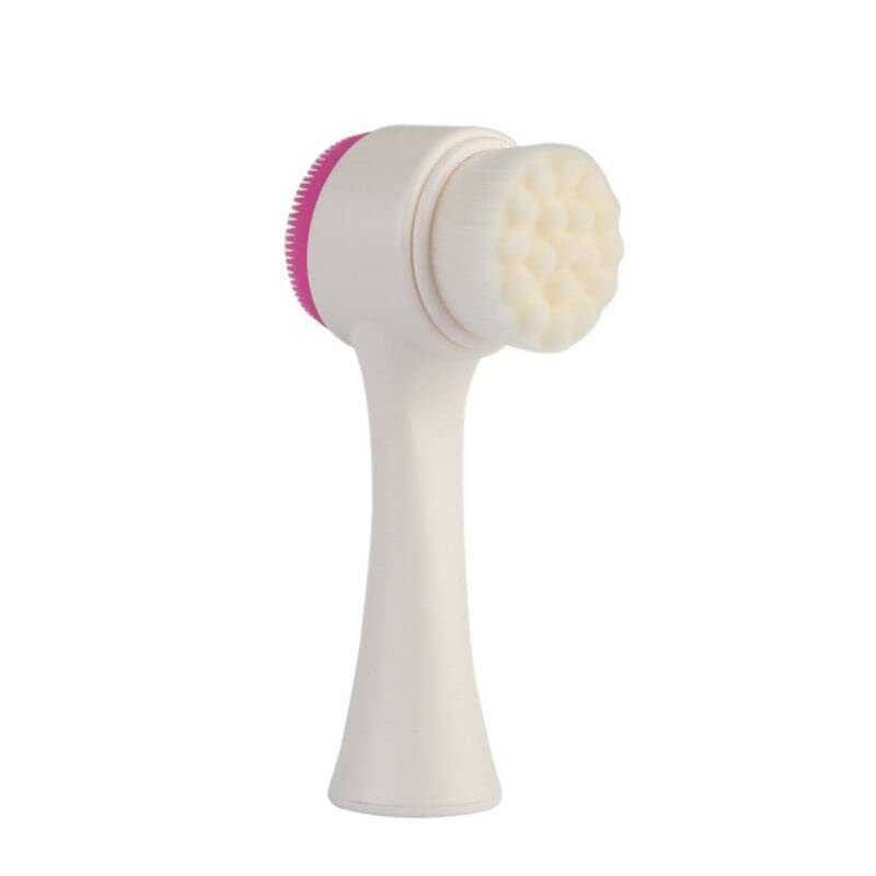 Mockery Manual Facial Cleansing Exfoliating Brush with Ultra Fine Soft Bristles Pore Deep Cleansing, Exfoliation, Makeup, Acne, Dead Skin, Silicone Double Side Face Scrub Brush for Massaging (Pink) - Image 1