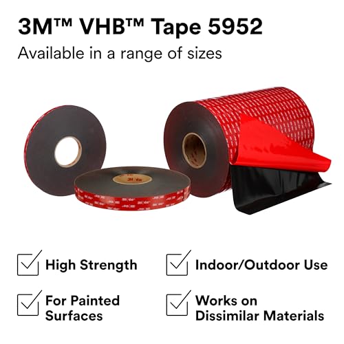 3M VHB Tape 5952 Double-Sided Acrylic Foam Tape - Heavy Duty, Industrial Mounting Tape - 3/4 inch width x 15 yards length, 45 mil thick - Black - Image 2