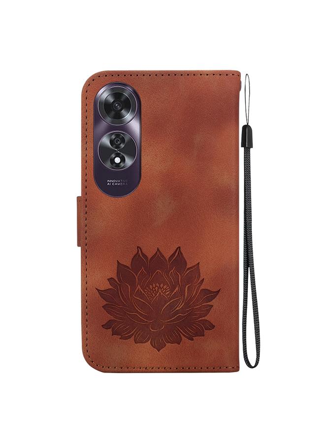 اس-توب جراب لهاتف OPPO A60 4G جراب هاتف جلدي منقوش بزهرة اللوتس - Image 3