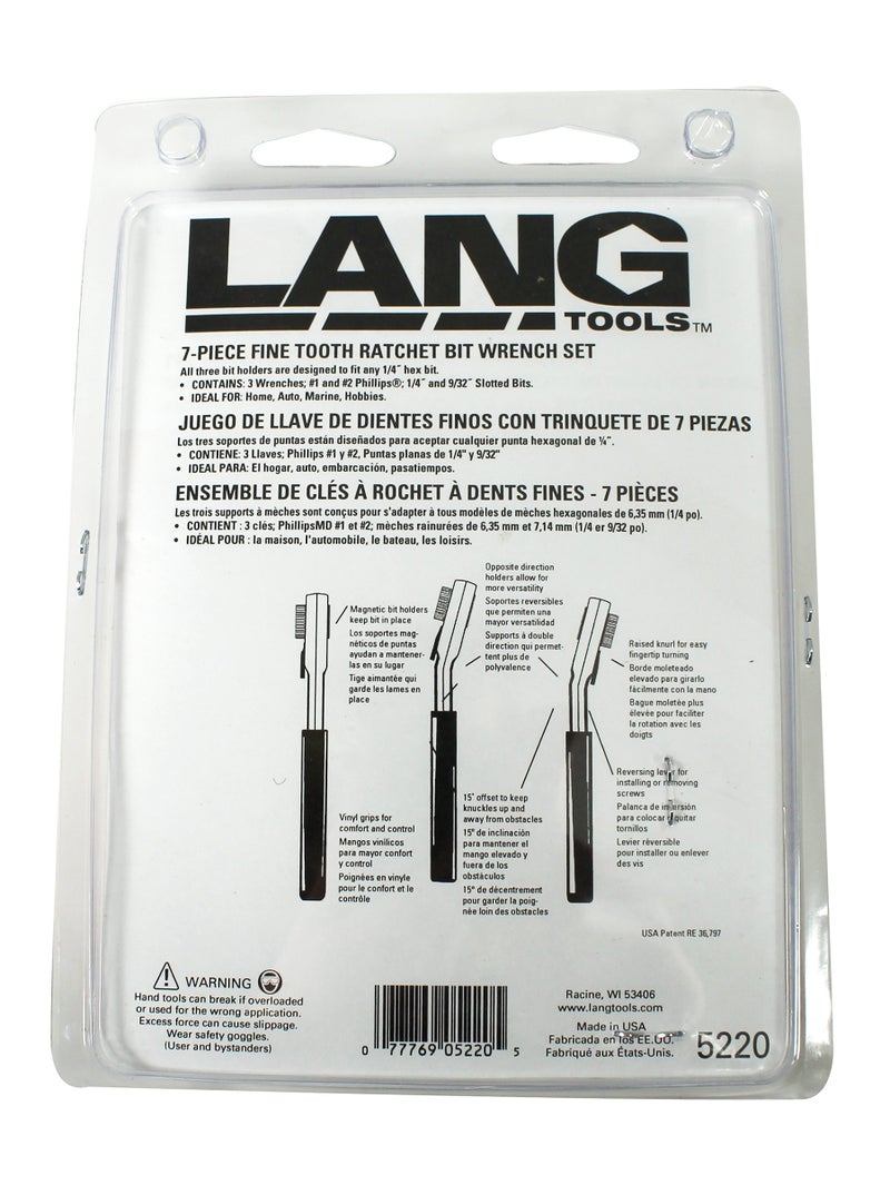 Lang Tools 5220 7-Piece Fine Tooth Bit Wrench Set , Black - Image 4