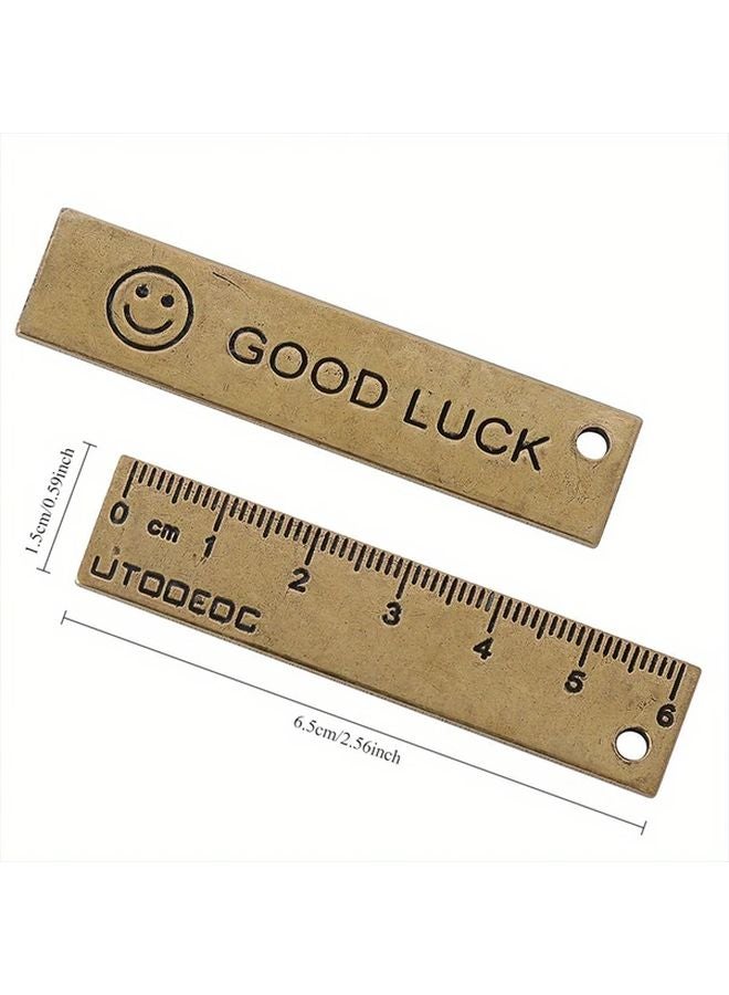 مسطرة صغيرة محمولة محفورة من النحاس العتيق لقياس الوجه المبتسم المحظوظ - Image 5