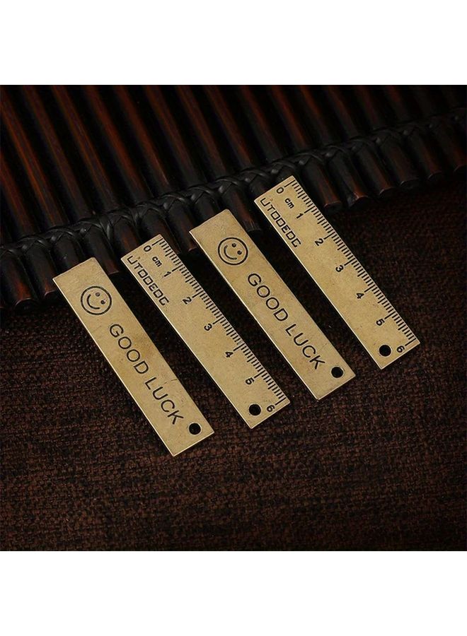 مسطرة صغيرة محمولة محفورة من النحاس العتيق لقياس الوجه المبتسم المحظوظ - Image 3