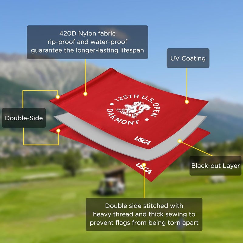 COGOLFING Standard Golf Flag U.S.Tour 2025, Tube Insert, 14x20 Inch 420D Nylon Dual-Sided Silk-Screen, Ideal for Practice Putting Green, Driving Range, Course, Club, Red, 1-Pack - Image 3