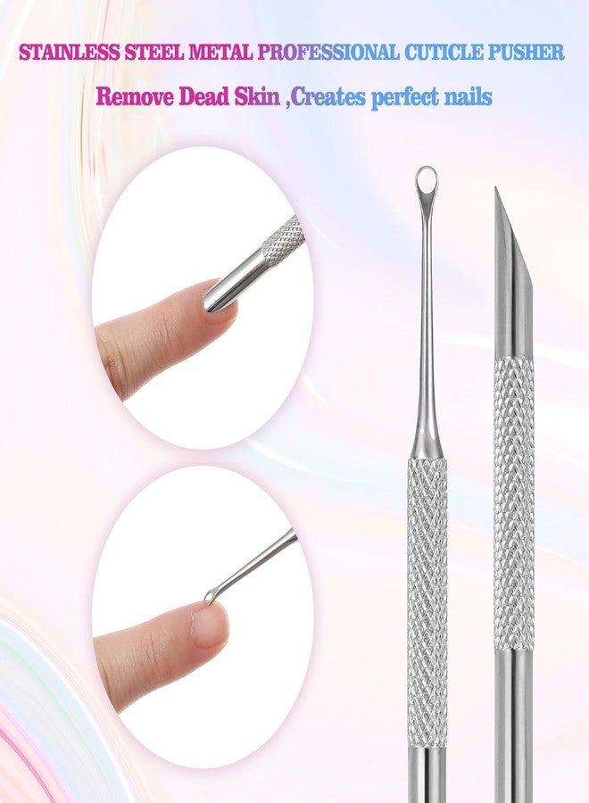 Shimmeroo Cuticle Scraper with 2 Ends,Small Loop Nail Cuticle Pusher Tool Nail Scraper for Salons Or Home Use(1 Nails Files +2 Sandpapers+1 Leather Case) - Image 5