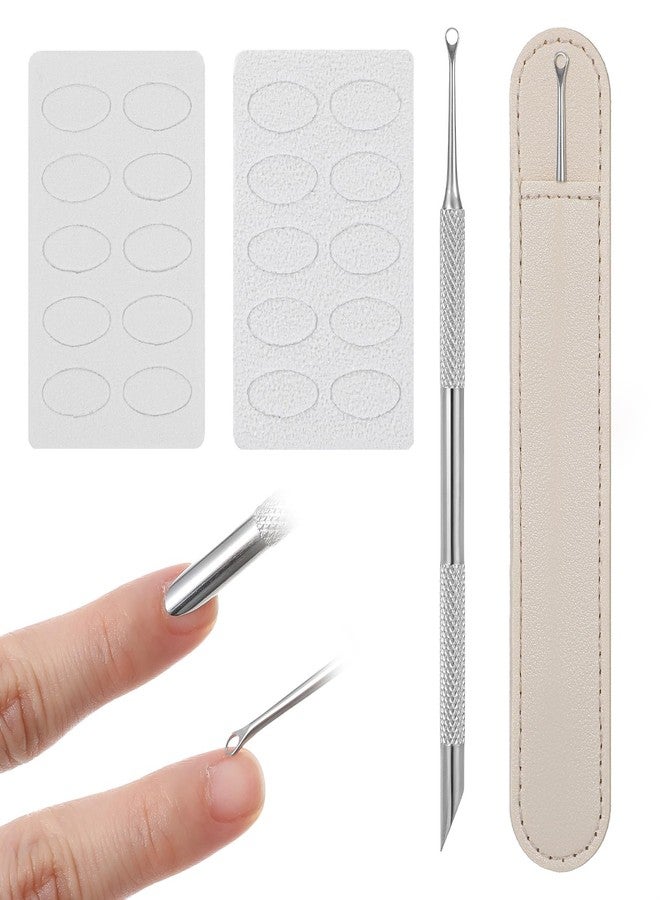 Shimmeroo Cuticle Scraper with 2 Ends,Small Loop Nail Cuticle Pusher Tool Nail Scraper for Salons Or Home Use(1 Nails Files +2 Sandpapers+1 Leather Case) - Image 1