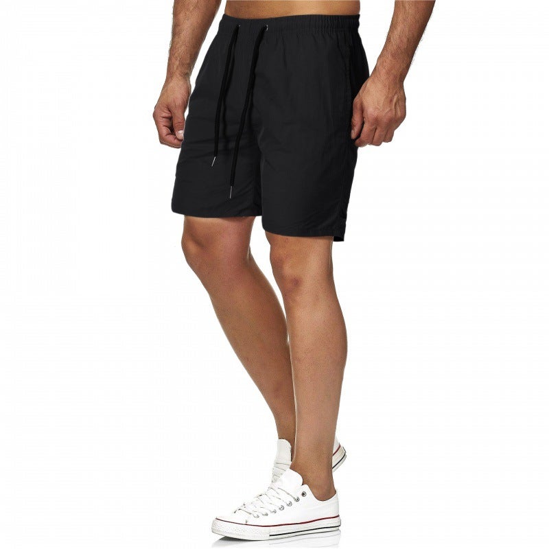 2021 foreign trade mens Joker five-point quick-drying solid color beach pants mens sports fitness shorts K01-special P13 black 