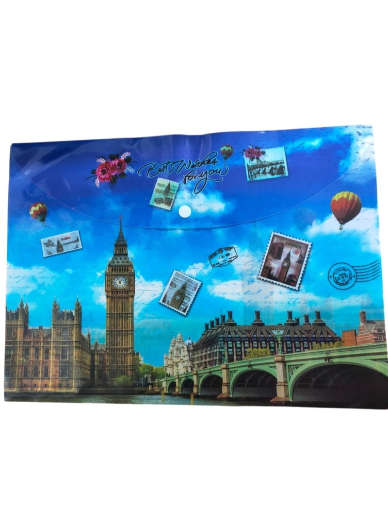 Simba Snap Button Folder London Big Ben Clock 130 Micron Foolscap Model YH301