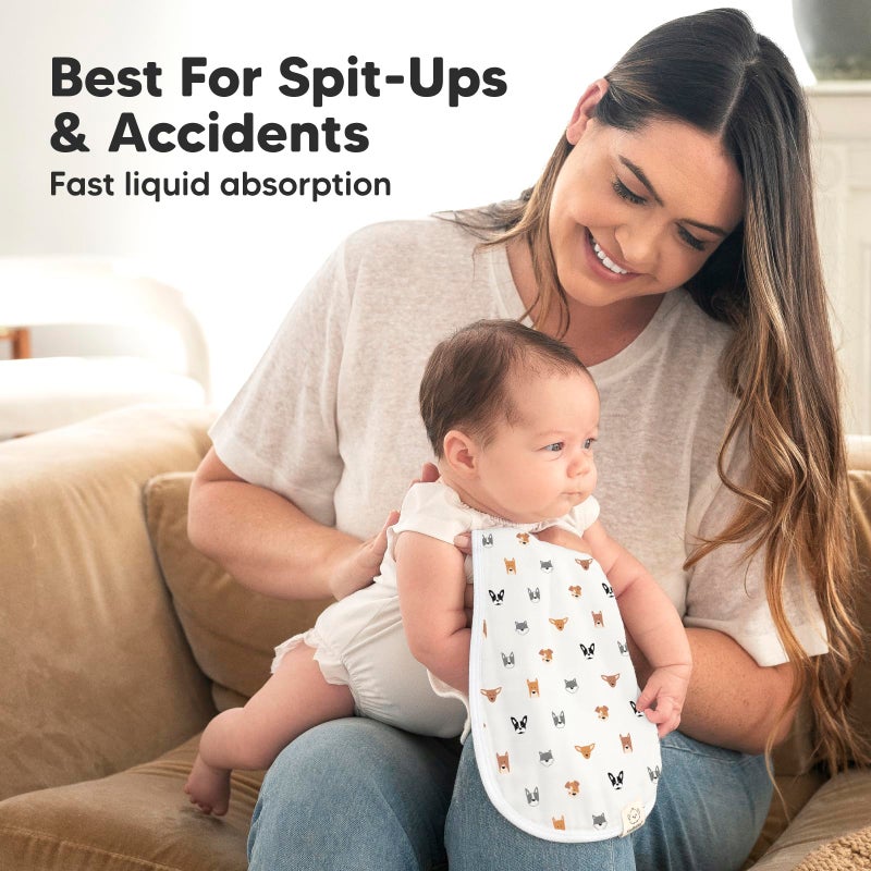 KeaBabies 5-Pack Muslin Burp Cloths Baby Boy, Girl - Very Absorbent Baby Burp Cloth Rags, 8-Layers Viscose Derived from Bamboo Cotton Muslin Towel, Super Soft Spit Up Rags, No Shrink Washcloths (Pets & Paws) - Image 5