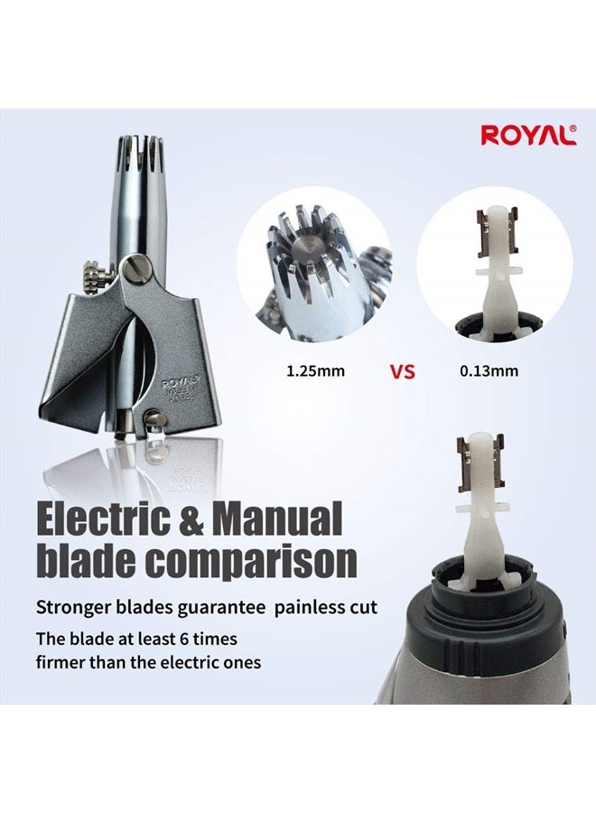 Royal [Made in Korea] Nose Hair Trimmer for Men Birdie, Manual, Battery-Free, Waterproof, Painless with Twelve Dual-Edged Blades, Patented Mechanism ET-4 - Image 3