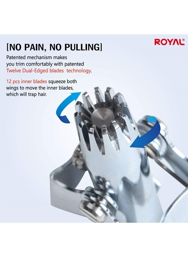 Royal [Made in Korea] Nose Hair Trimmer for Men Birdie, Manual, Battery-Free, Waterproof, Painless with Twelve Dual-Edged Blades, Patented Mechanism ET-4 - Image 2