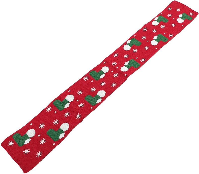 BESTonZON Christmas Knit Scarf Red Warm Wool Blend Winter Scarf for Boys and Holiday Cold Weather Accessory - Image 1