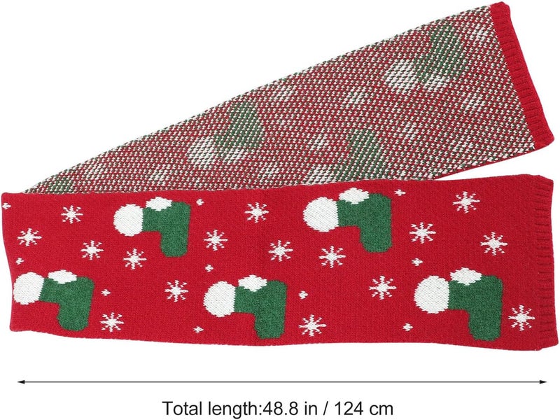 BESTonZON Christmas Knit Scarf Red Warm Wool Blend Winter Scarf for Boys and Holiday Cold Weather Accessory - Image 2