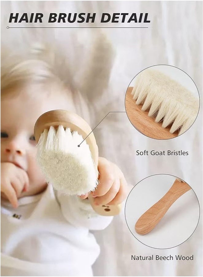 KENSON Baby Hair Bush and Comb Set - Nature Lotus Wood with Soft Goat Bristle and Pear Wood Comb for Newborns & Toddlers, Ideal for Cradle Cap  - Image 3