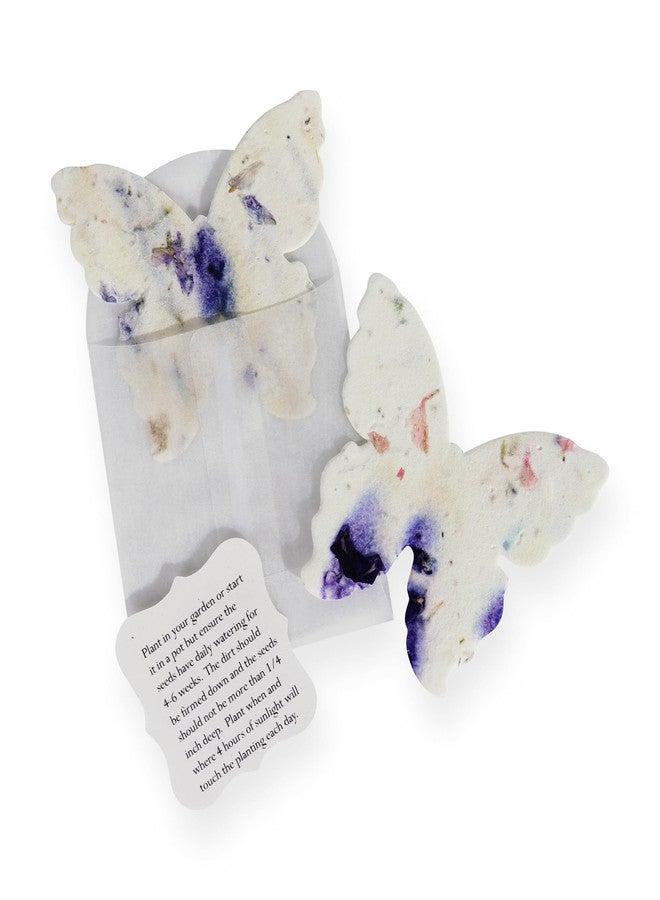 Seed Bloom Wildflower Seed Paper - Set of 24 Purple Butterfly-Shaped with Envelope and Planting Instruction, Writable & Plantable Gift for Mom and Plant Lover, Ideal for Wedding, Memorial, Baby Shower - Image 1