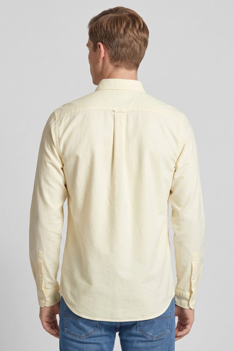 La Martina Men Slim Fit Embroidered Logo Long Sleeve Casual Shirt, Yellow - Image 4