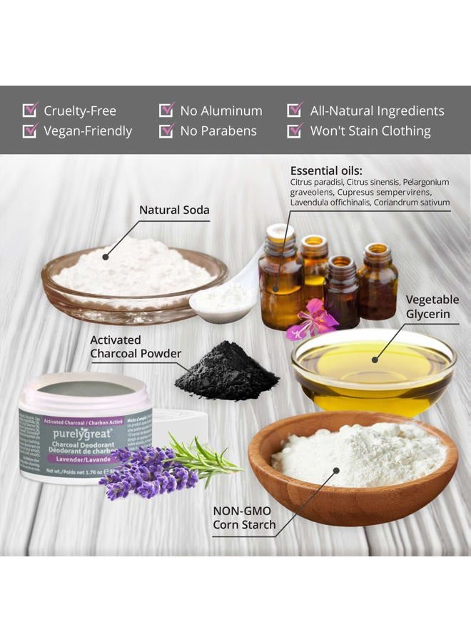 Xemz Natural Deodorant with Activated Charcoal | For Men & Women | Long-Lasting, EWG Verified, Vegan, Aluminum Free, Cruelty-Free, No Aluminum, No Parabens, BPA Free | Lavender Scent by Purelygreat - Image 2