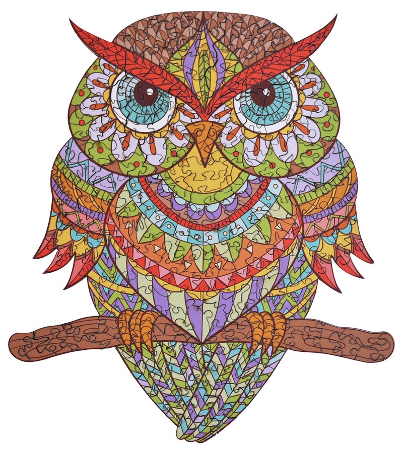 HARTMAZE Wooden Jigsaw Puzzles Colorful Owl HM04 Small Bird Puzzle 206 Unique Shape Jigsaw PiecesBeautiful Animal for Adults and 8 Years Age up Teens Best for Family Game Play Collection - Image 2