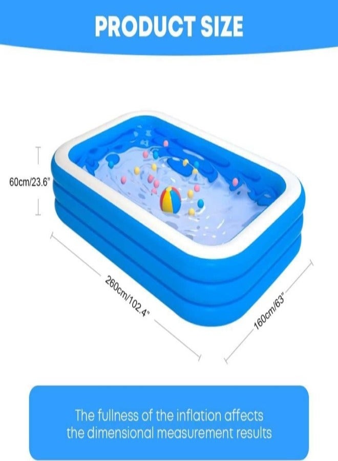 RATSAW Inflatable Swimming Pool for Kids Adult 260 x 160 x 60cm Thickened for Indoor Outdoor Garden Backyard Family Summer Water Party - Image 2