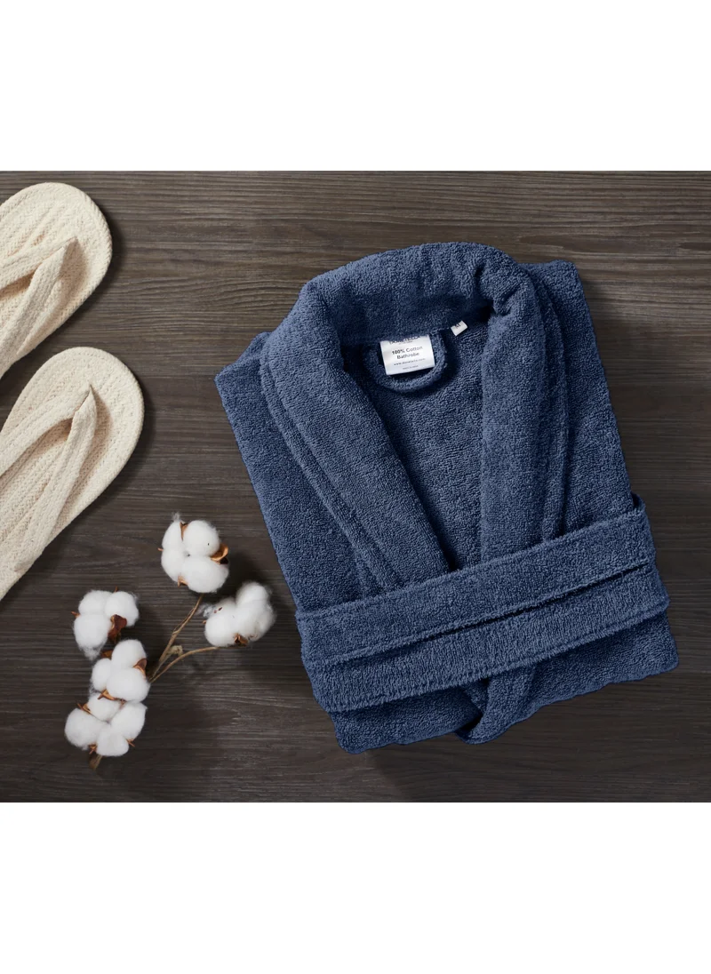 Donetella Unisex 100% Cotton Terry Bathrobe Large & Extra Large Size, 400 GSM, Luxurious & Absorbent, Ankle-Length with Shawl Collar & Pockets