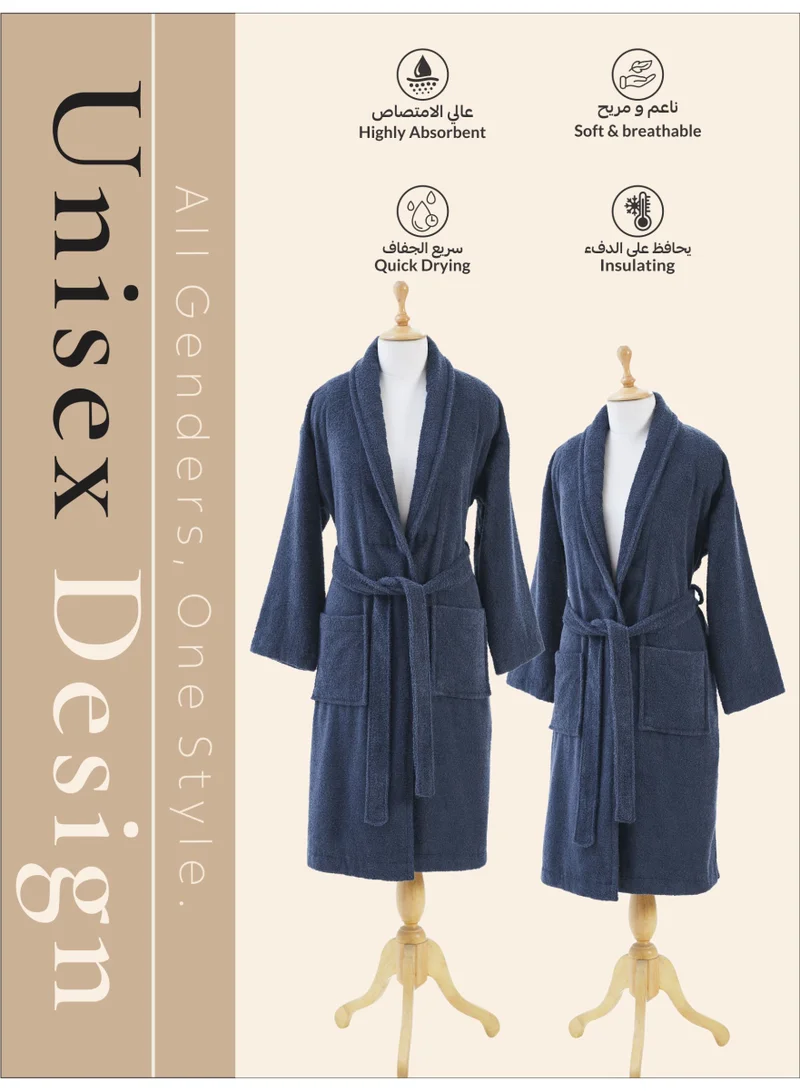 Donetella Unisex 100% Cotton Terry Bathrobe Large & Extra Large Size, 400 GSM, Luxurious & Absorbent, Ankle-Length with Shawl Collar & Pockets