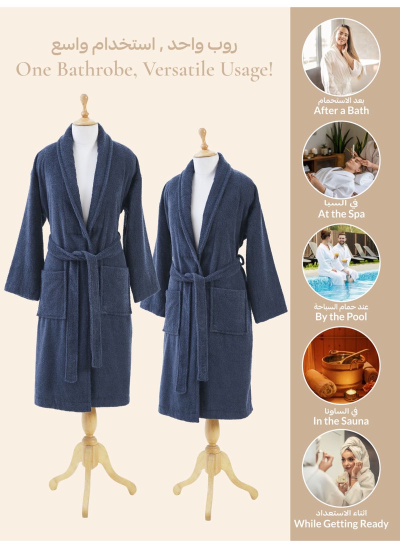 Donetella Unisex 100% Cotton Terry Bathrobe Large & Extra Large Size, 400 GSM, Luxurious & Absorbent, Ankle-Length with Shawl Collar & Pockets  - Image 5