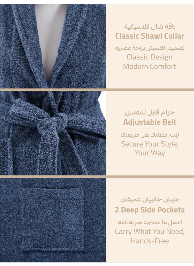 دوناتيلا روب حمام تيري قطني ناعم سريع الامتصاص (مقاس L/XL) كحلي