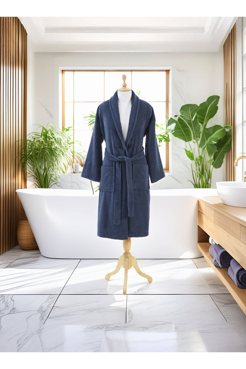 Donetella Unisex 100% Cotton Terry Bathrobe Large & Extra Large Size, 400 GSM, Luxurious & Absorbent, Ankle-Length with Shawl Collar & Pockets - Image 1