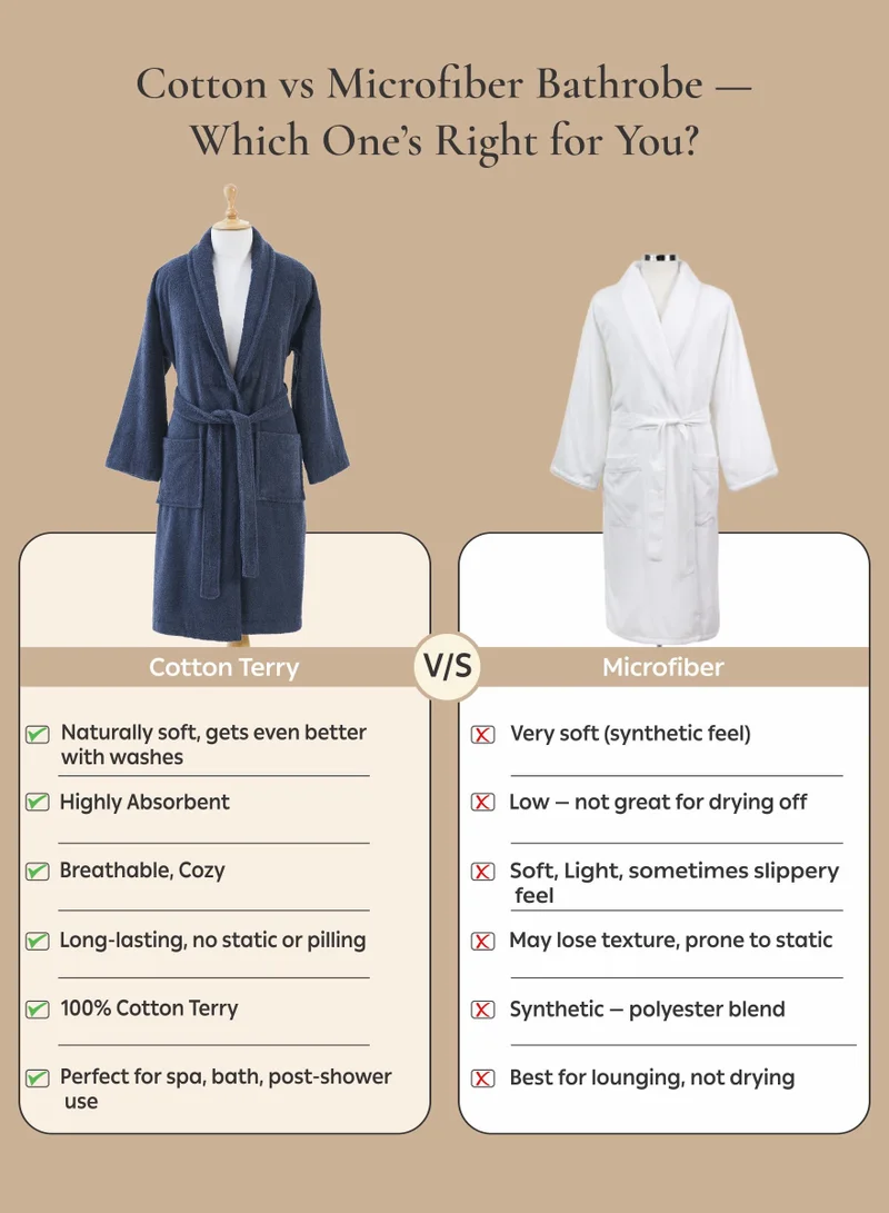 Donetella Unisex 100% Cotton Terry Bathrobe Large & Extra Large Size, 400 GSM, Luxurious & Absorbent, Ankle-Length with Shawl Collar & Pockets