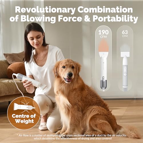 Jellyfish Dog Dryer for Pet Grooming,Handheld 1.21lb Lightweight Dog Hair Dryer 2 Speeds 4 Temp,Portable High Velocity Dog Blow Dryer for Trave Home - Image 3