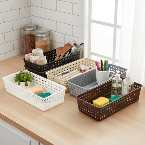 Oblivion Wardrobe Organizer for Storage 24 Pcs - Plastic Multipurpose Desk Organizer Tray, Multicolour Office Drawer Dividers Bins for Household Items, Bathroom, Makeup, Bedroom Dresser & Basket Rack - Image 5